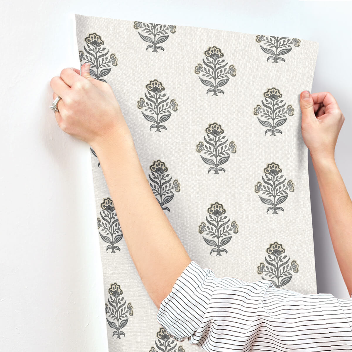 Chesapeake Printworks Hollyhock Wallpaper Sample - Black