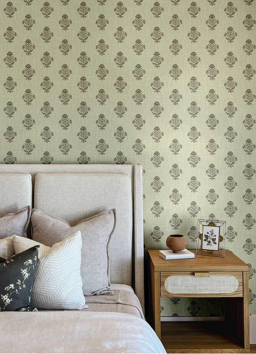 Chesapeake Printworks Hollyhock Wallpaper - Green