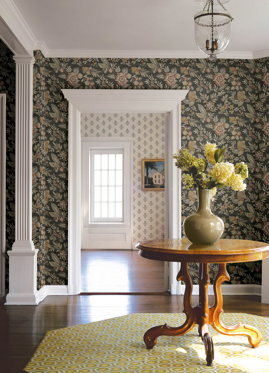 Chesapeake Printworks Begonia Floral Wallpaper - Black