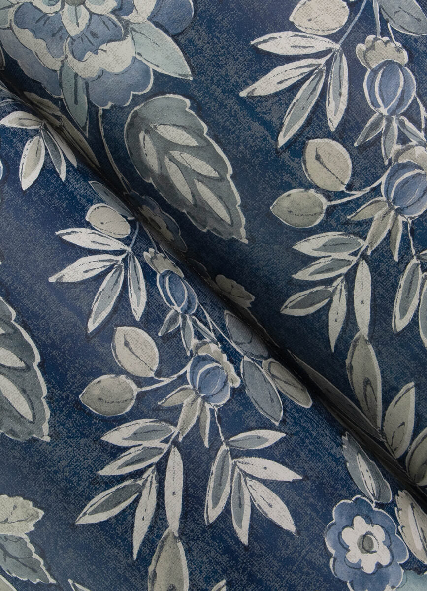 Chesapeake Printworks Begonia Floral Wallpaper Sample - Indigo