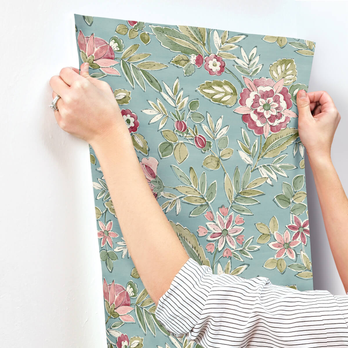 Chesapeake Printworks Begonia Floral Wallpaper Sample - Teal