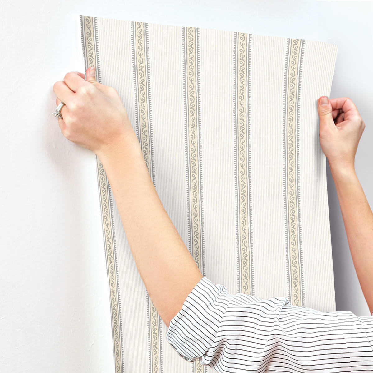 Chesapeake Printworks Mandevilla Stripe Wallpaper - Honey