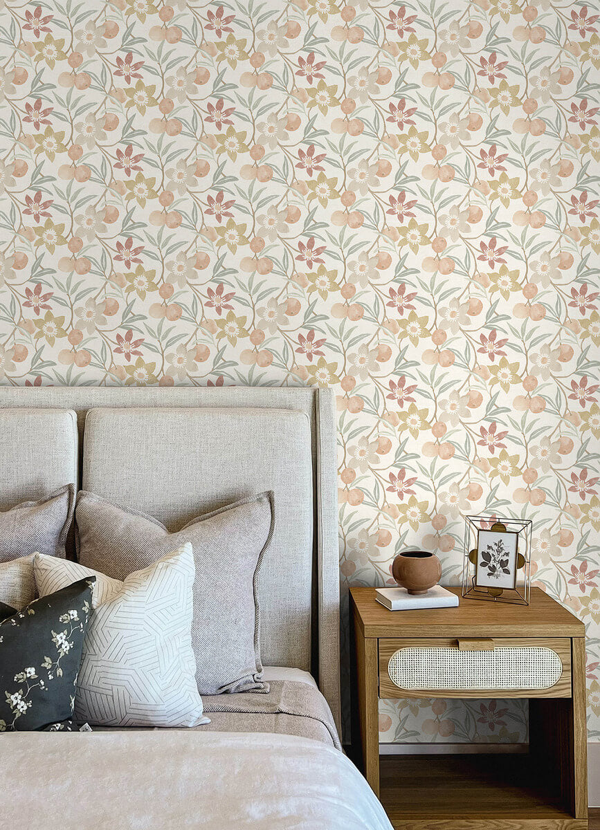 Chesapeake Printworks Passiflora Fruit & Floral Wallpaper - Peach
