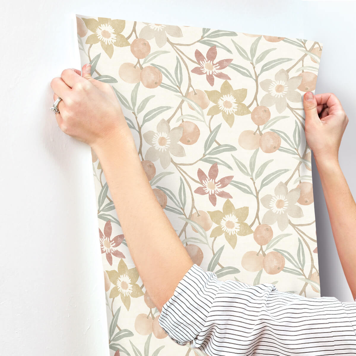 Chesapeake Printworks Passiflora Fruit & Floral Wallpaper - Peach