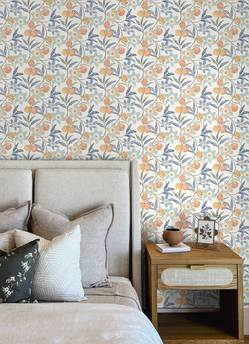Chesapeake Printworks Passiflora Fruit & Floral Wallpaper - Blue