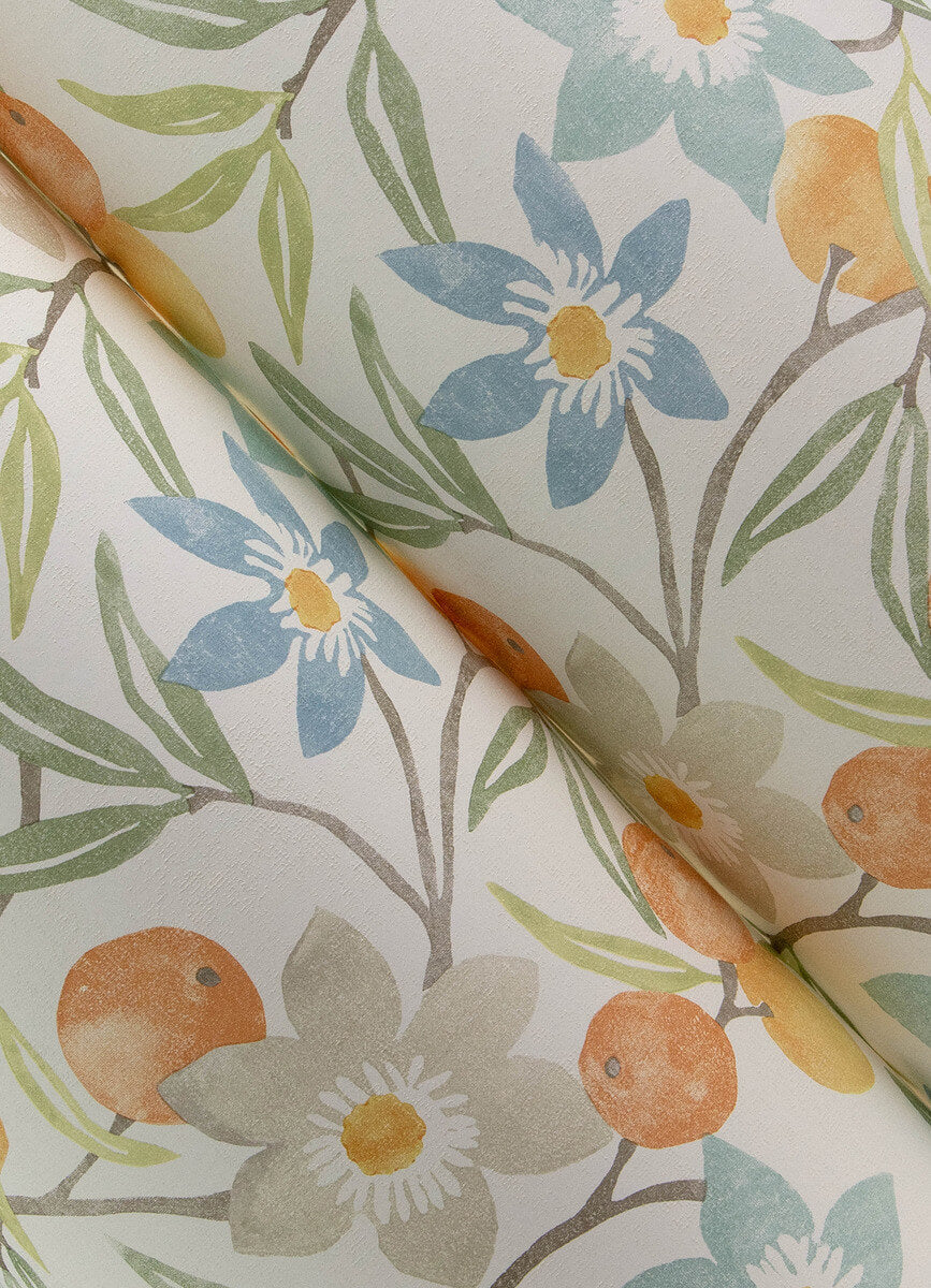 Chesapeake Printworks Passiflora Fruit & Floral Wallpaper - Apricot