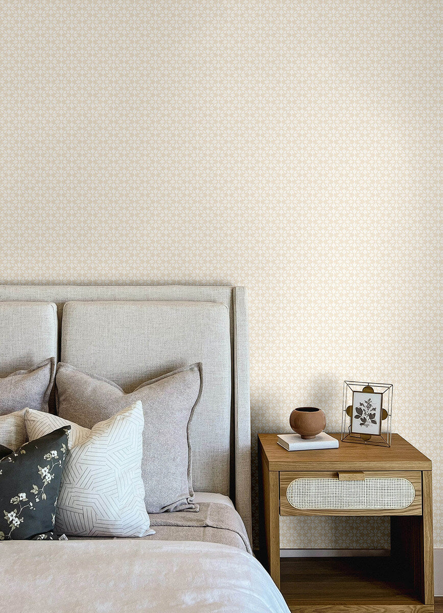 Chesapeake Printworks Phlox Wallpaper Sample - Khaki