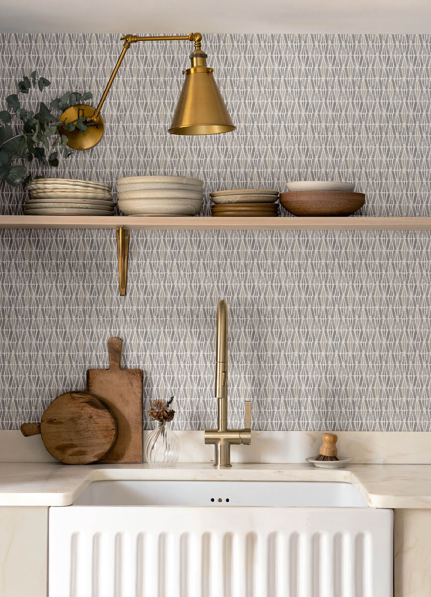 Chesapeake Printworks Nabi Geometric Wallpaper Sample - Charcoal