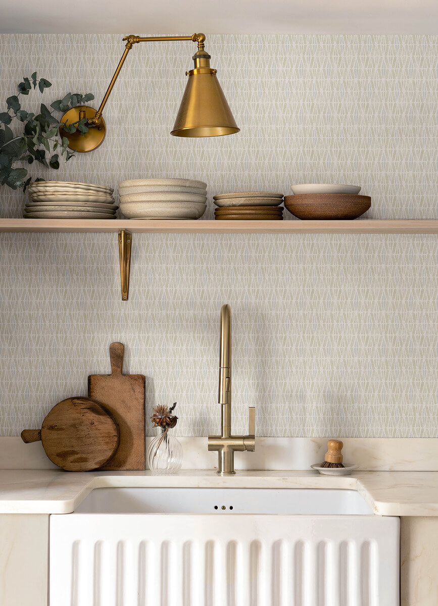 Chesapeake Printworks Nabi Geometric Wallpaper Sample - Beige
