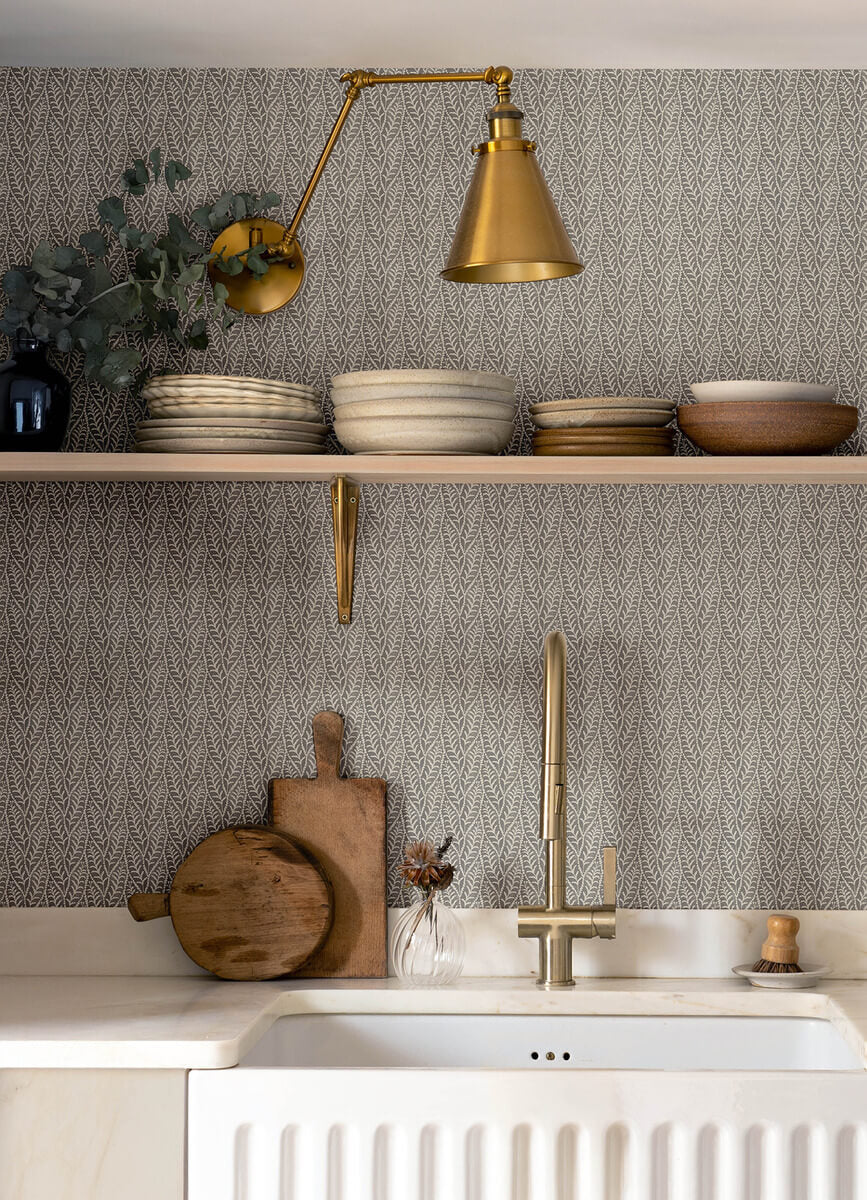 Chesapeake Printworks Coleus Leaves Wallpaper Sample - Charcoal