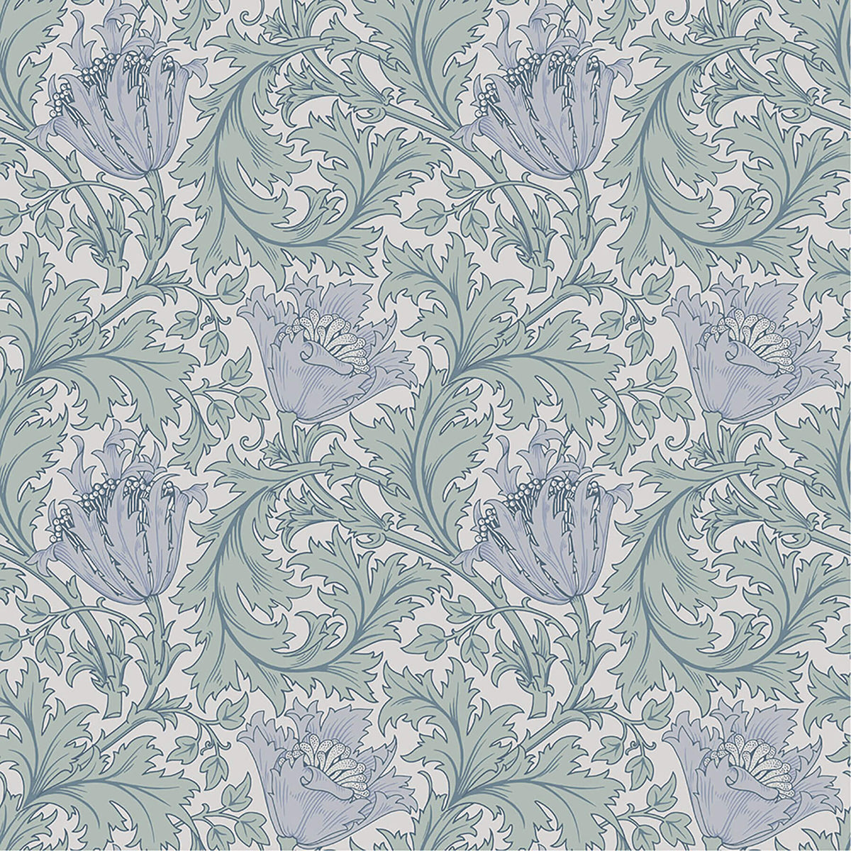 A-Street Prints Hidden Treasures Anemone Wallpaper - Blue