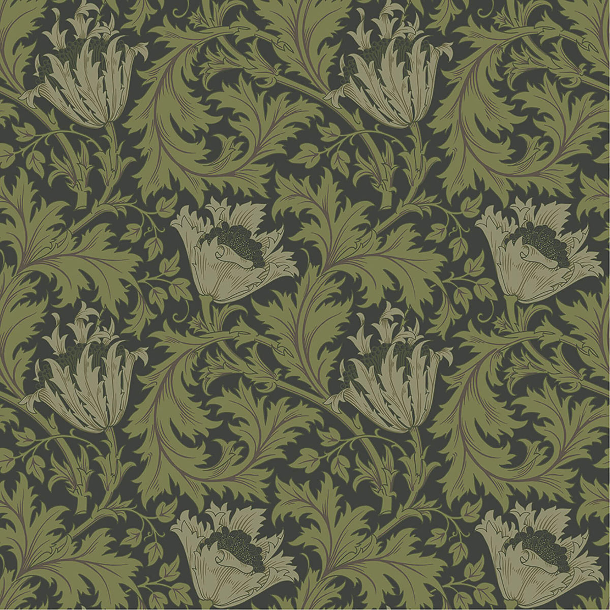 A Street Prints Hidden Treasures Anemone Wallpaper Sample - Dark Green