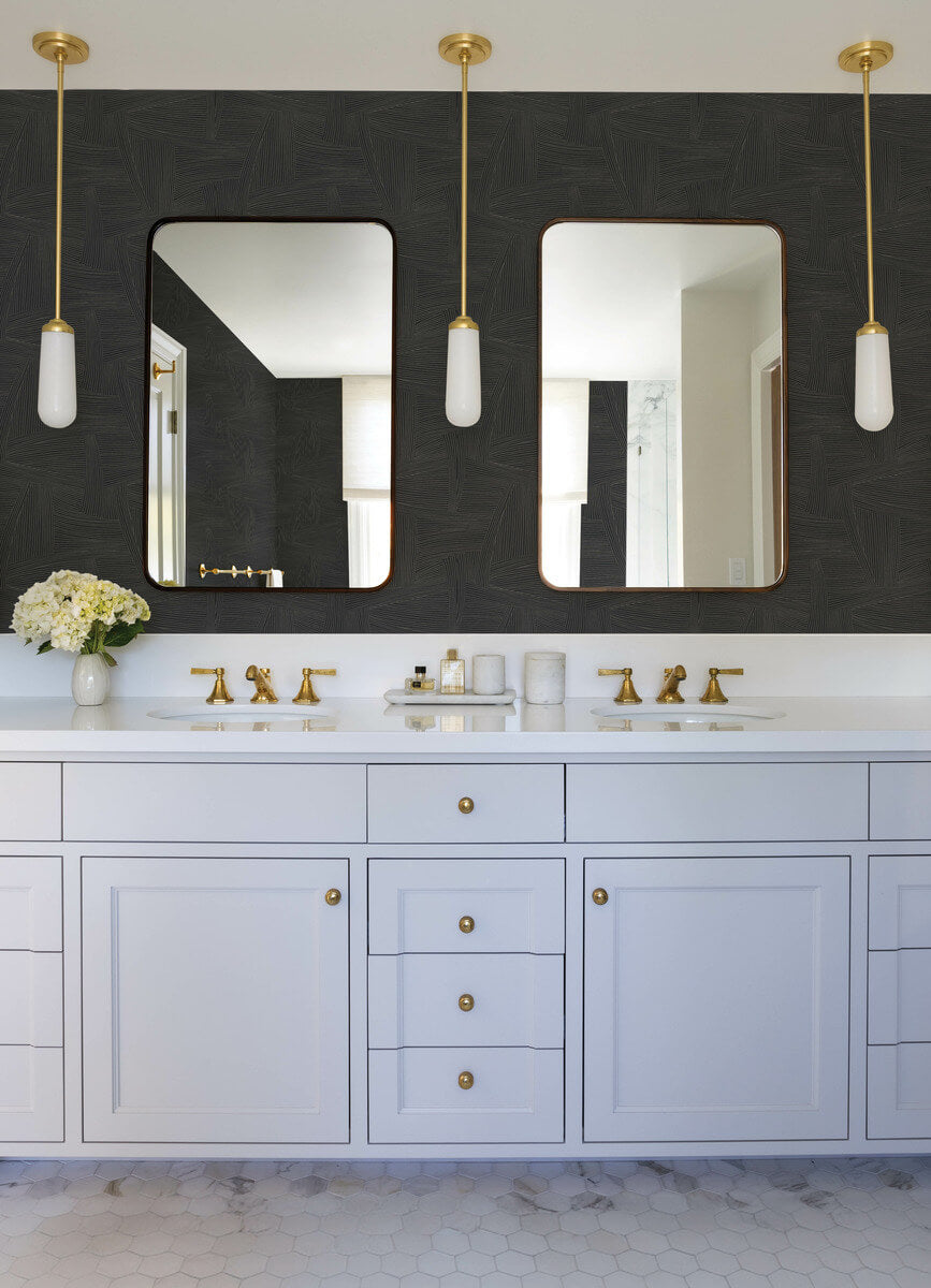 Drew & Jonathan Home Reid Wallpaper Sample - Black
