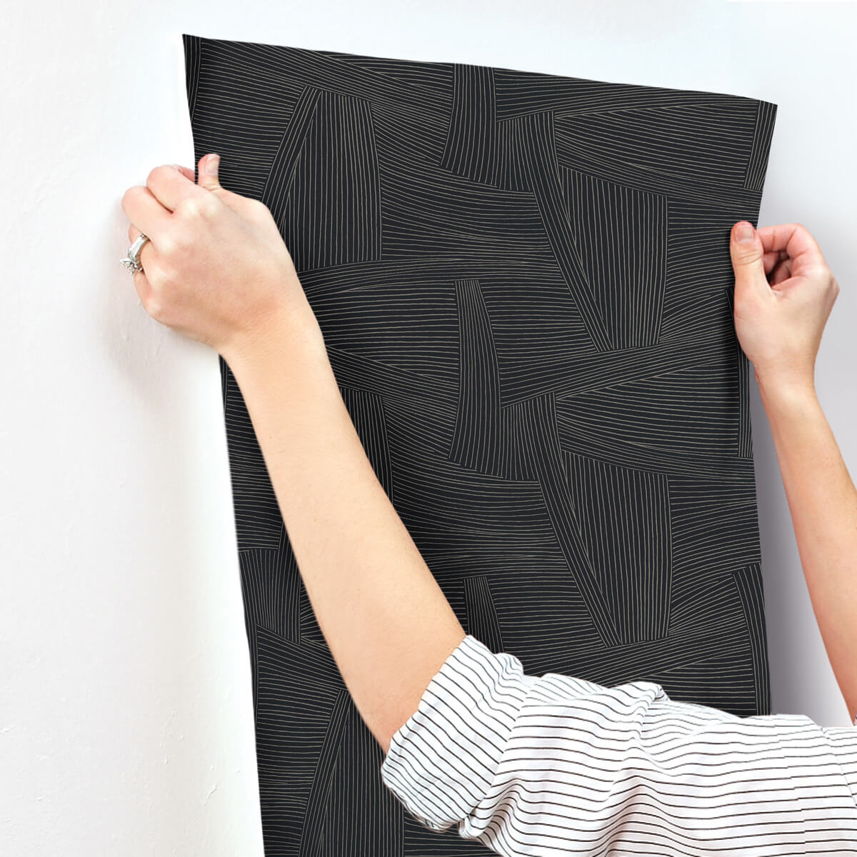 Drew & Jonathan Home Reid Wallpaper Sample - Black