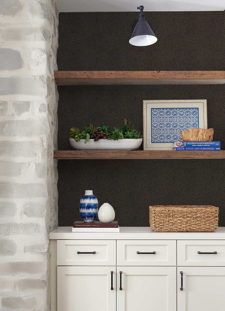 Drew & Jonathan Home Hollenback Wallpaper Sample - Black