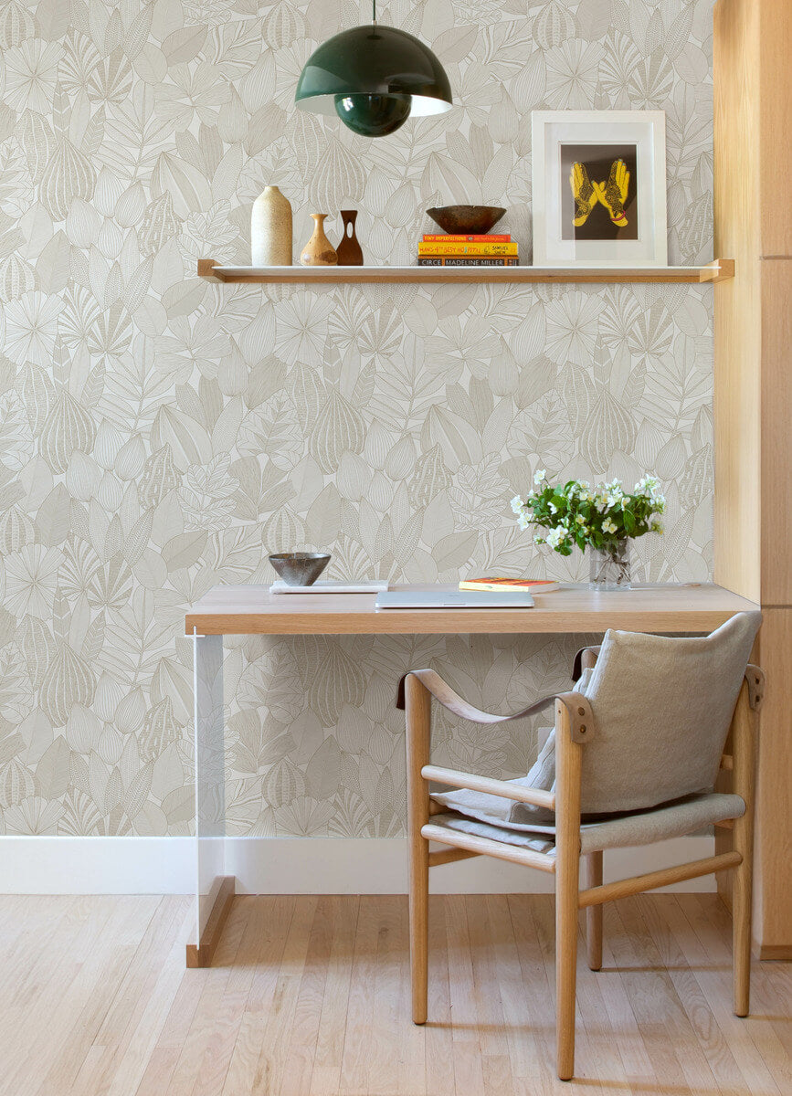 Drew & Jonathan Home Mathias Botanical Wallpaper Sample - Taupe