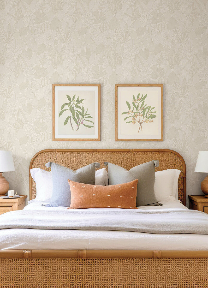 Drew & Jonathan Home Mathias Botanical Wallpaper Sample - Pearl