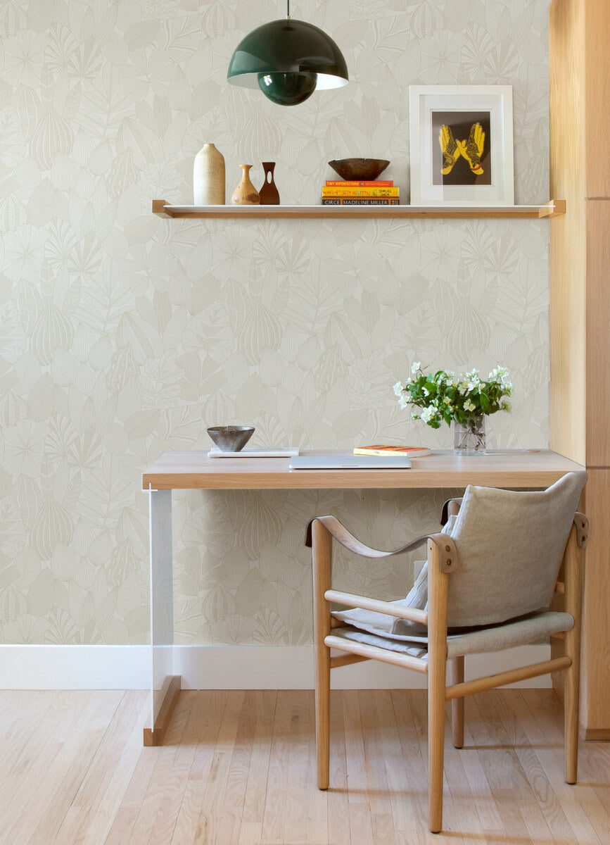 Drew & Jonathan Home Mathias Botanical Wallpaper Sample - Pearl