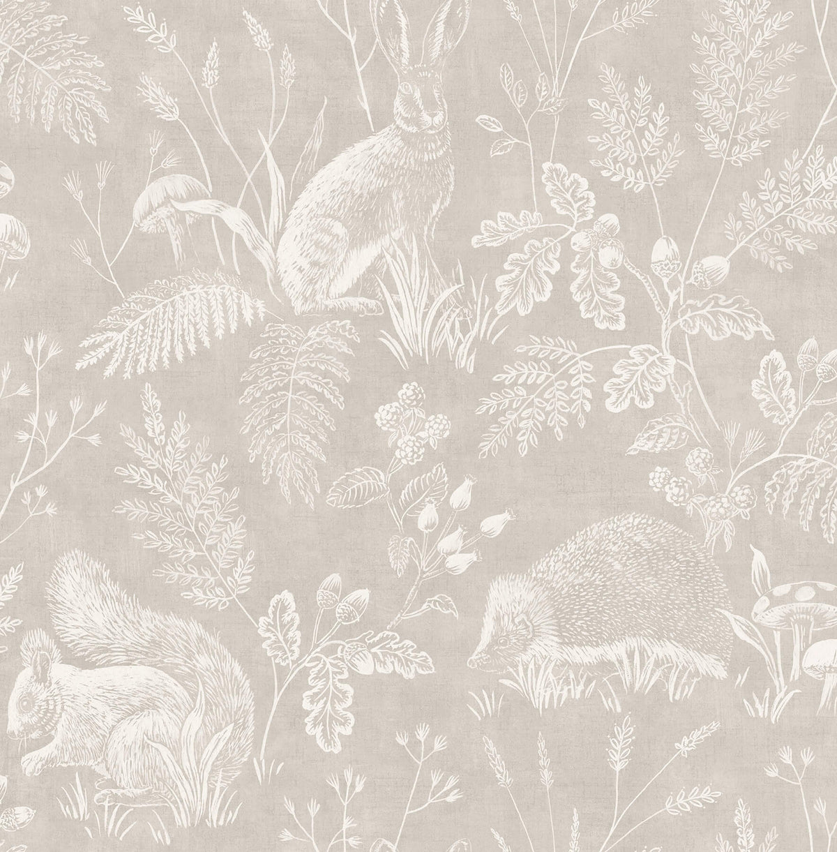 Advantage Westbury Forest Woodland Toile Wallpaper Sample - Light Grey