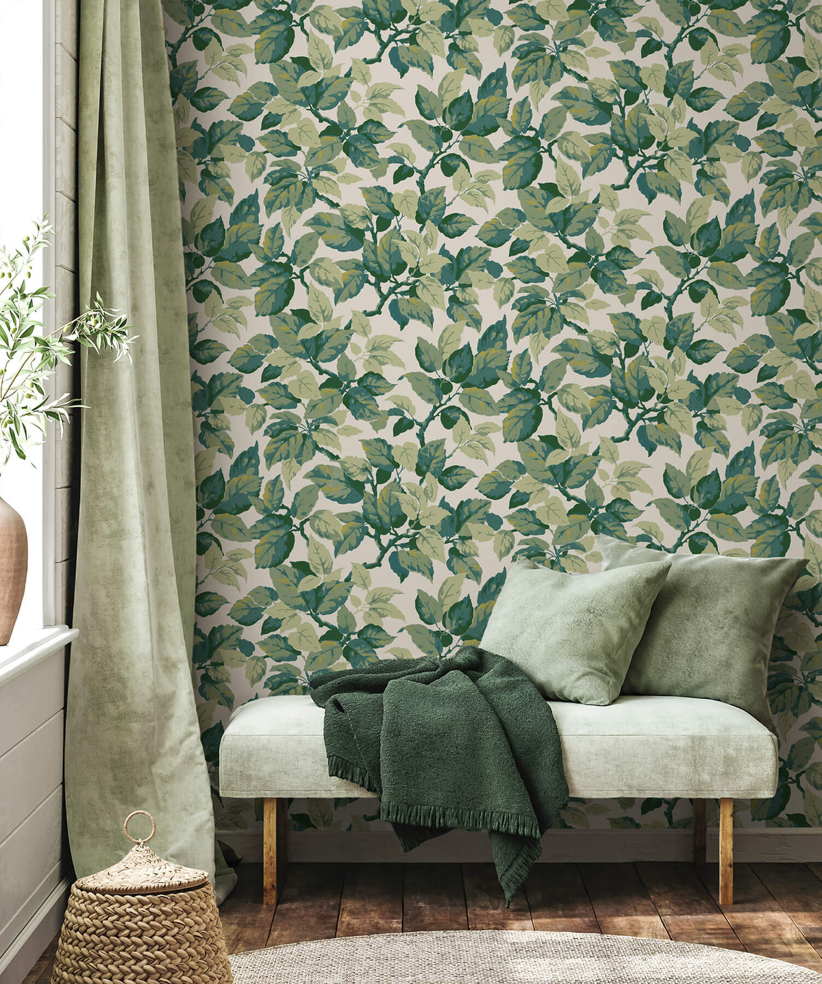 Advantage Westbury Forest Canopy Leaf Wallpaper Sample - Green