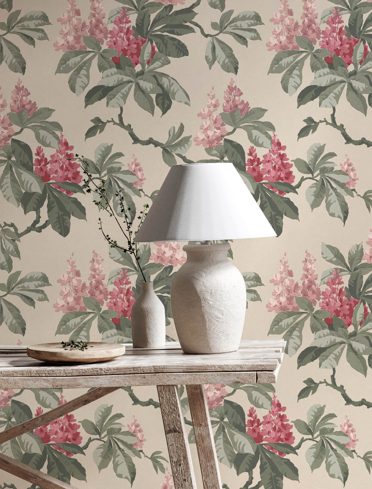 Advantage Westbury Forest Chestnut Floral Wallpaper Sample - Pink