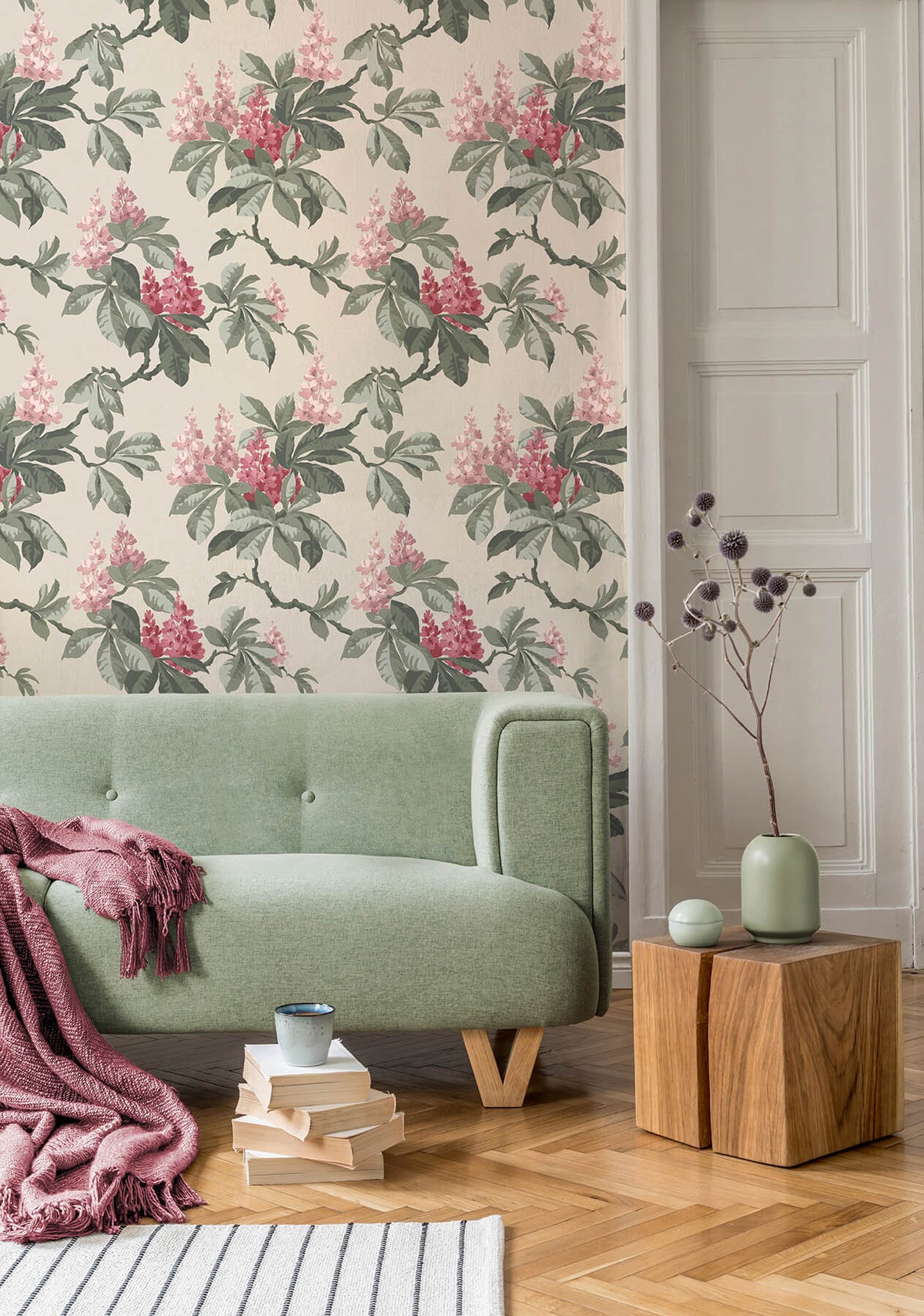 Advantage Westbury Forest Chestnut Floral Wallpaper Sample - Pink