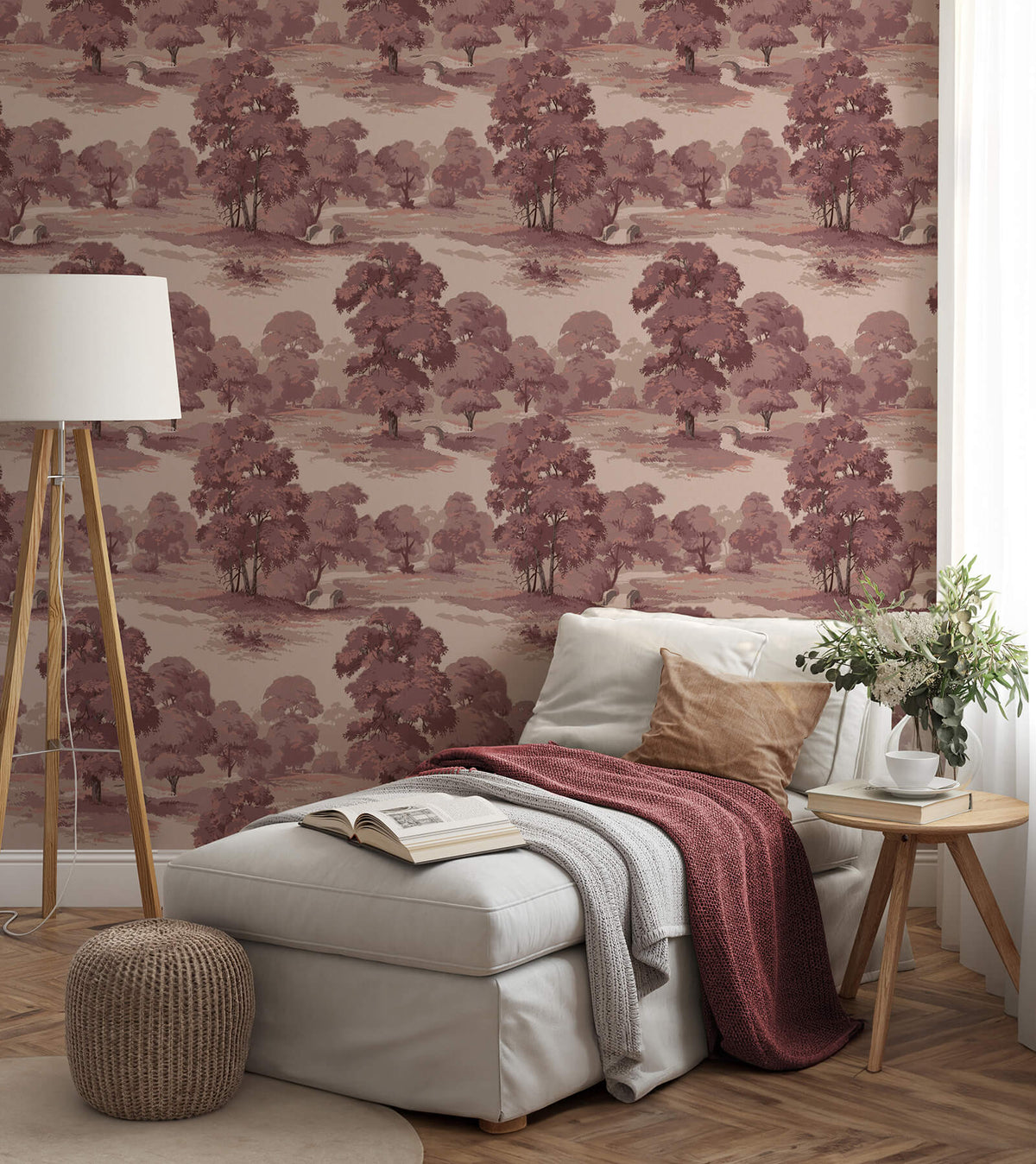 Advantage Westbury Forest Sherwood Glade Wallpaper Sample - Merlot