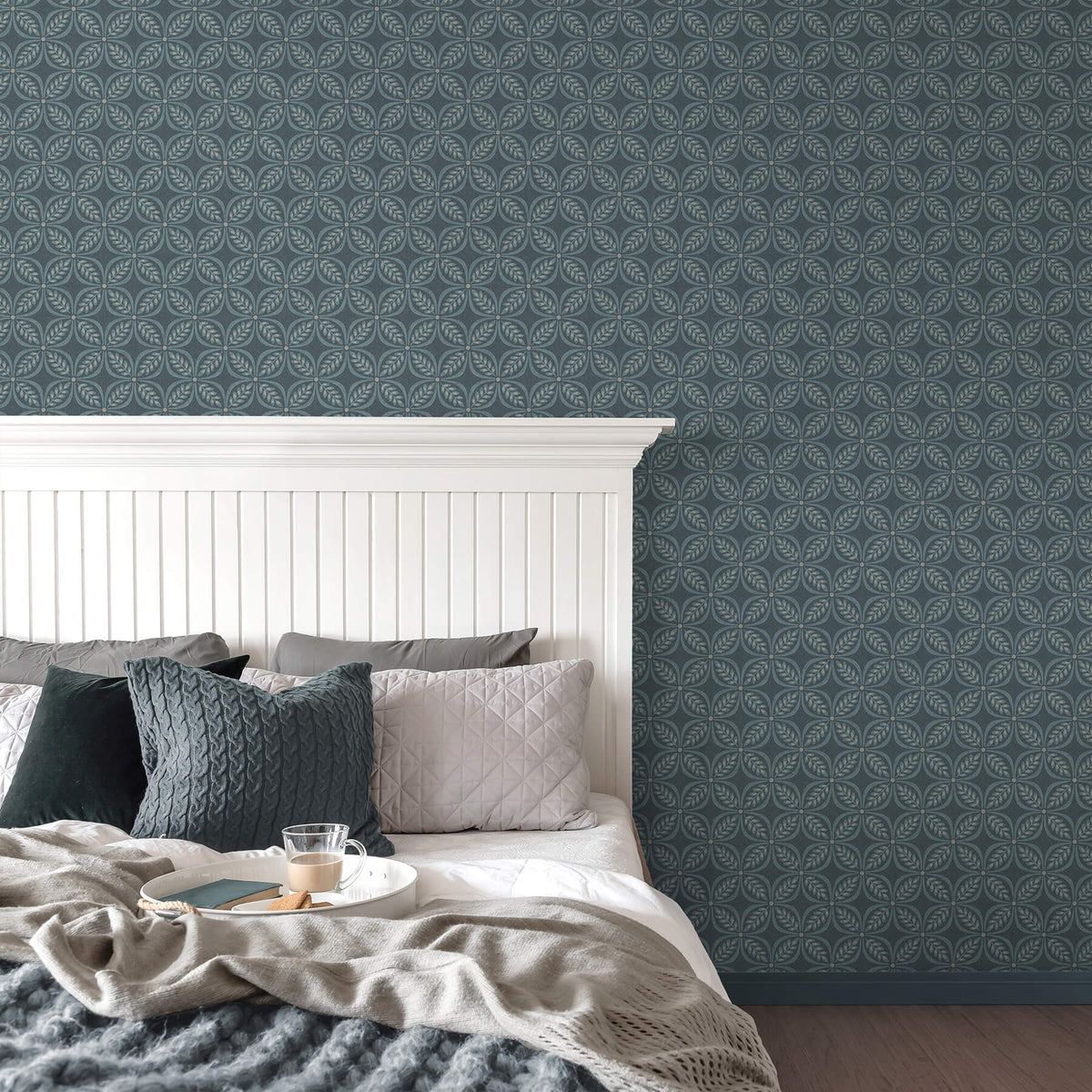 Advantage Westbury Forest Morgrove Trellis Wallpaper Sample - Blue