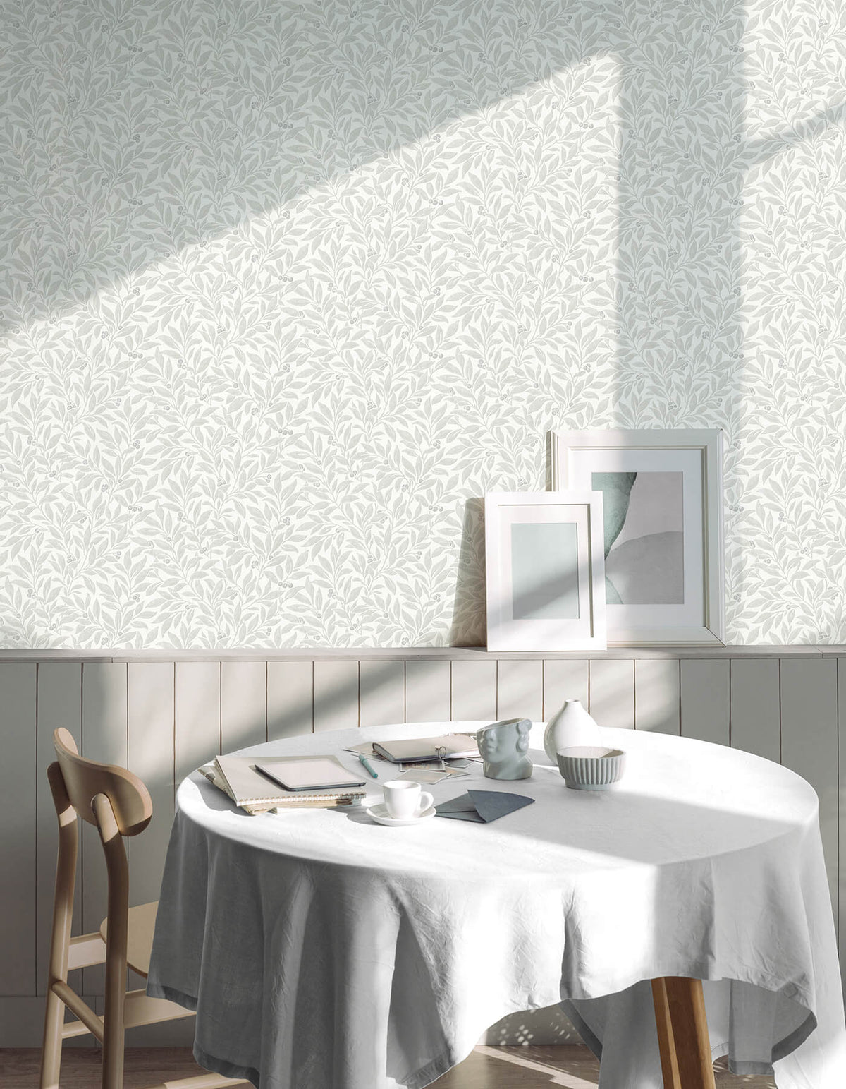 Advantage Westbury Forest Winter Berry Vine Wallpaper Sample - Light Grey