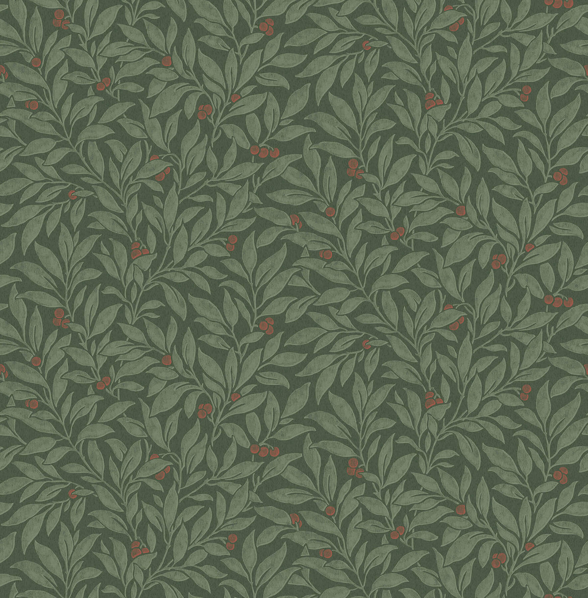 Advantage Westbury Forest Winter Berry Vine Wallpaper - Evergreen