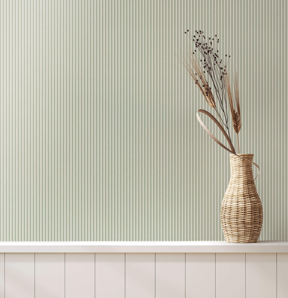 Advantage Westbury Forest Ticking Stripe Wallpaper Sample - Light Green