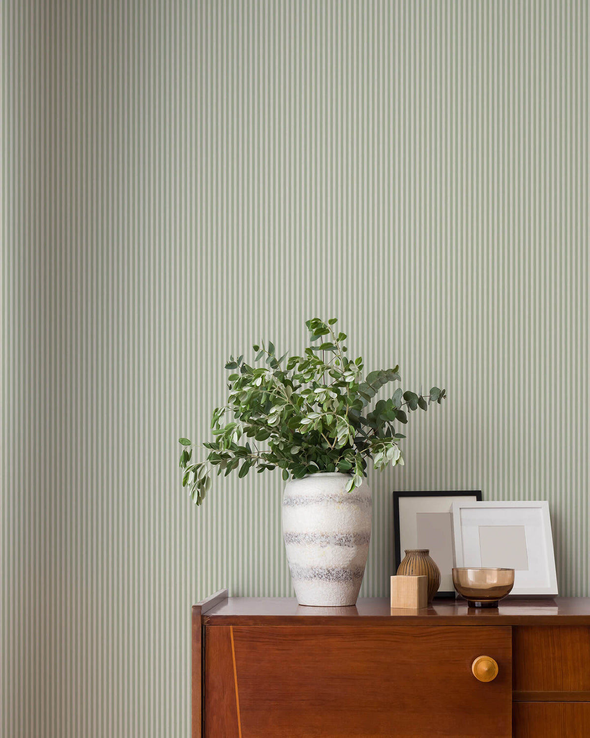 Advantage Westbury Forest Ticking Stripe Wallpaper Sample - Light Green
