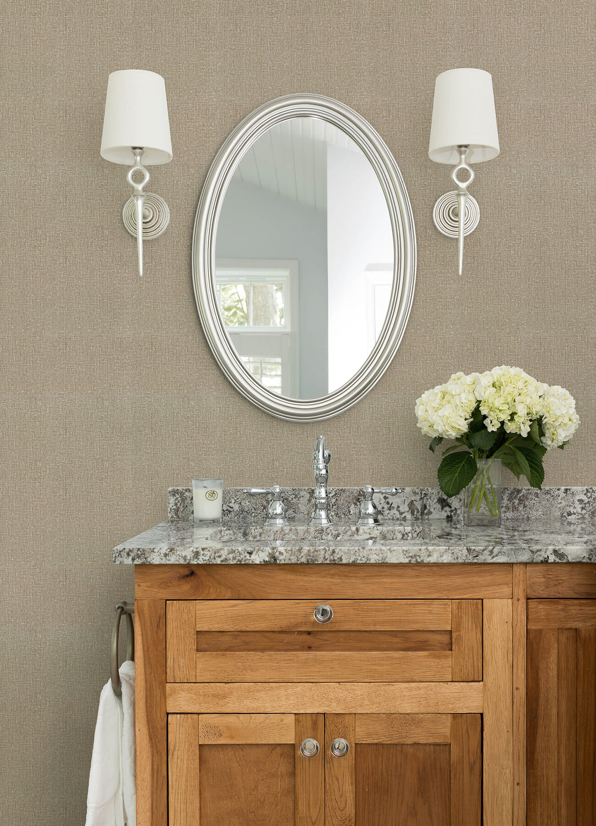 Advantage Kitchen & Bath Natural Linen Wallpaper - Light Brown