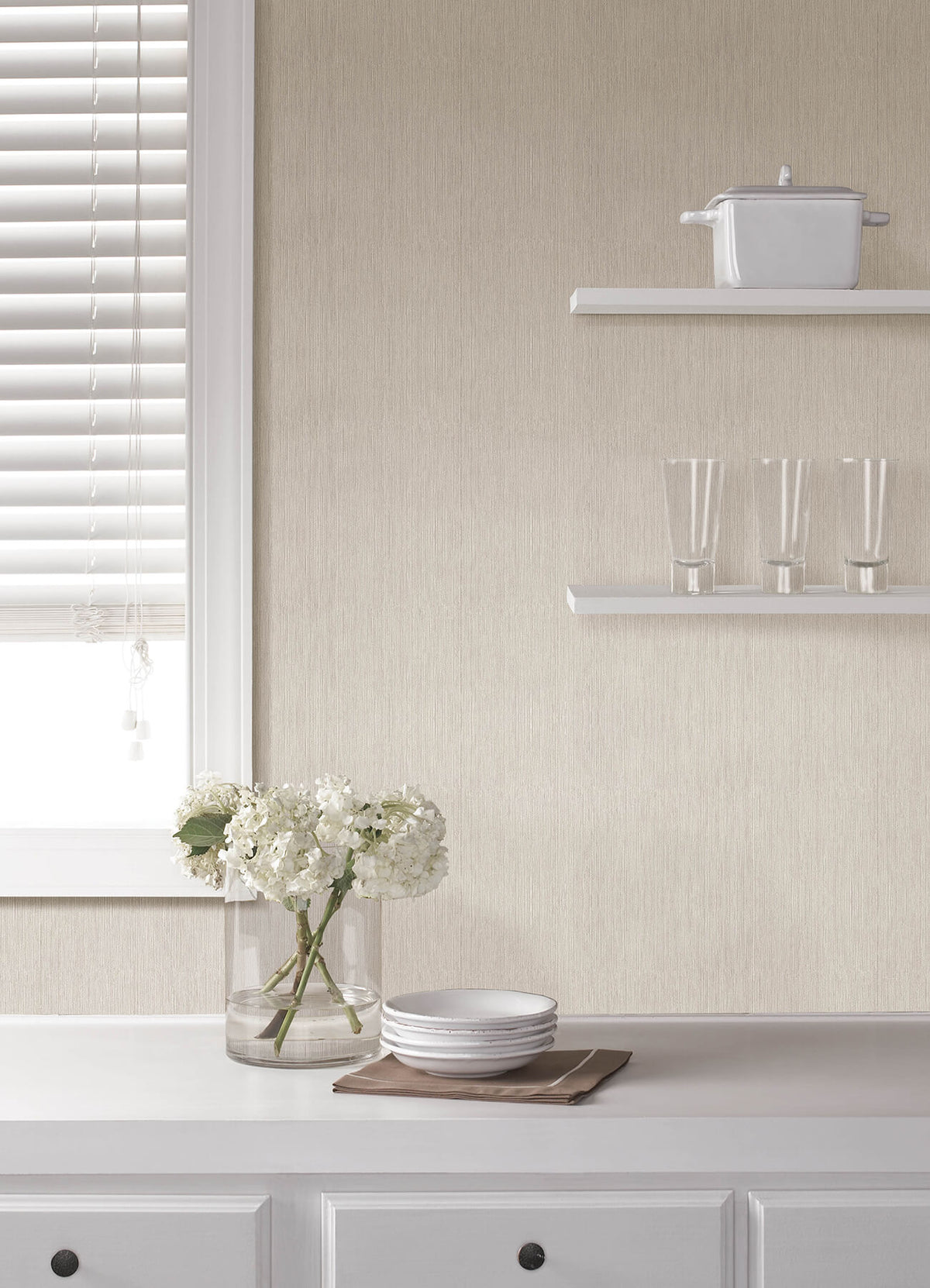 Advantage Kitchen & Bath Sunshower Stria Wallpaper Sample - Dove