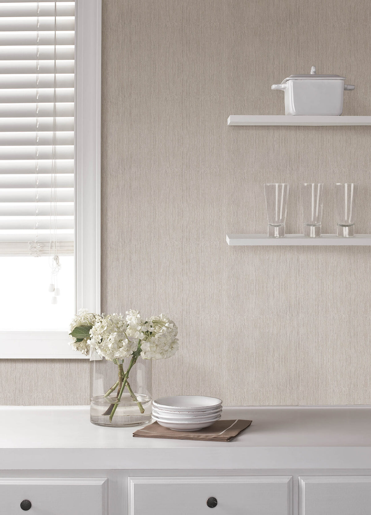 Advantage Kitchen & Bath Sunshower Stria Wallpaper Sample - Light Grey
