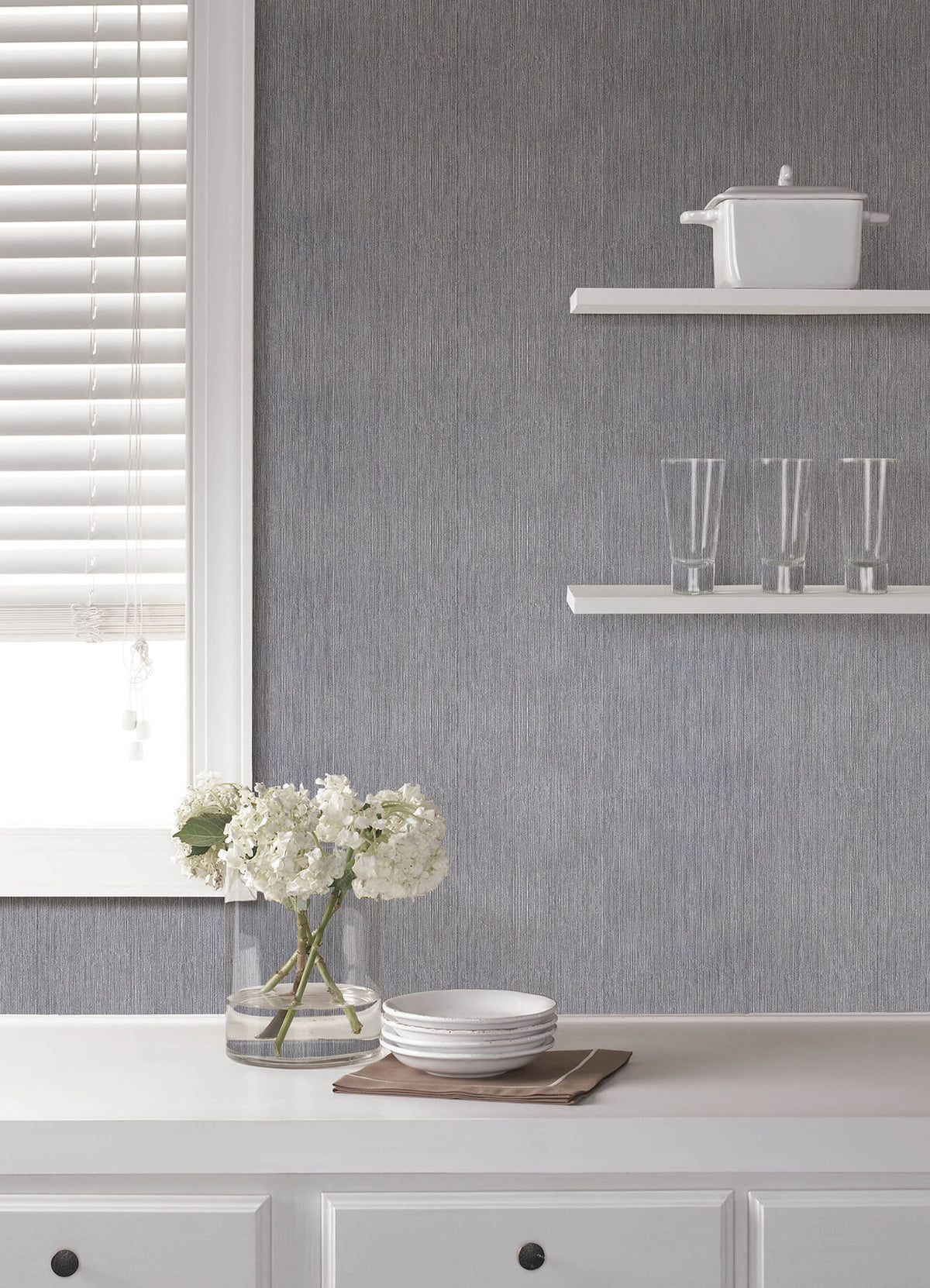 Advantage Kitchen & Bath Sunshower Stria Wallpaper Sample - Grey