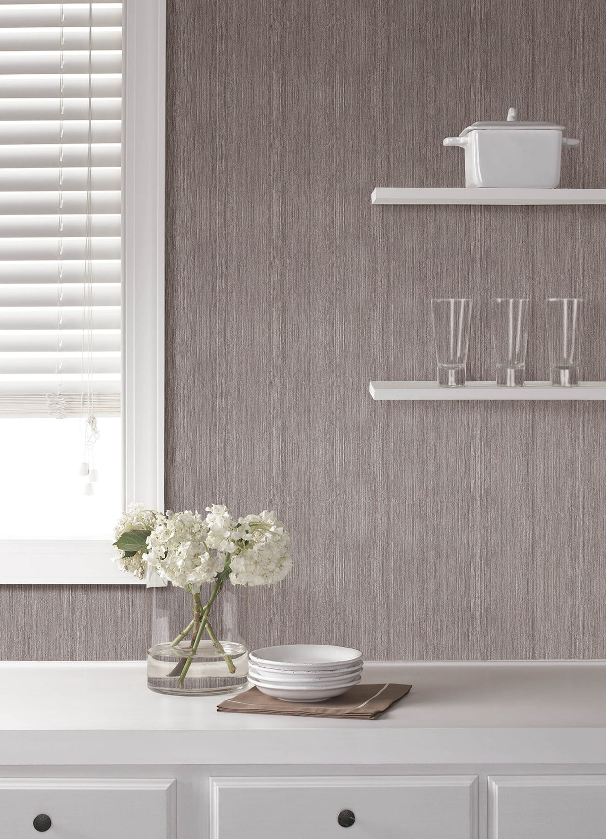 Advantage Kitchen & Bath Sunshower Stria Wallpaper Sample - Brown