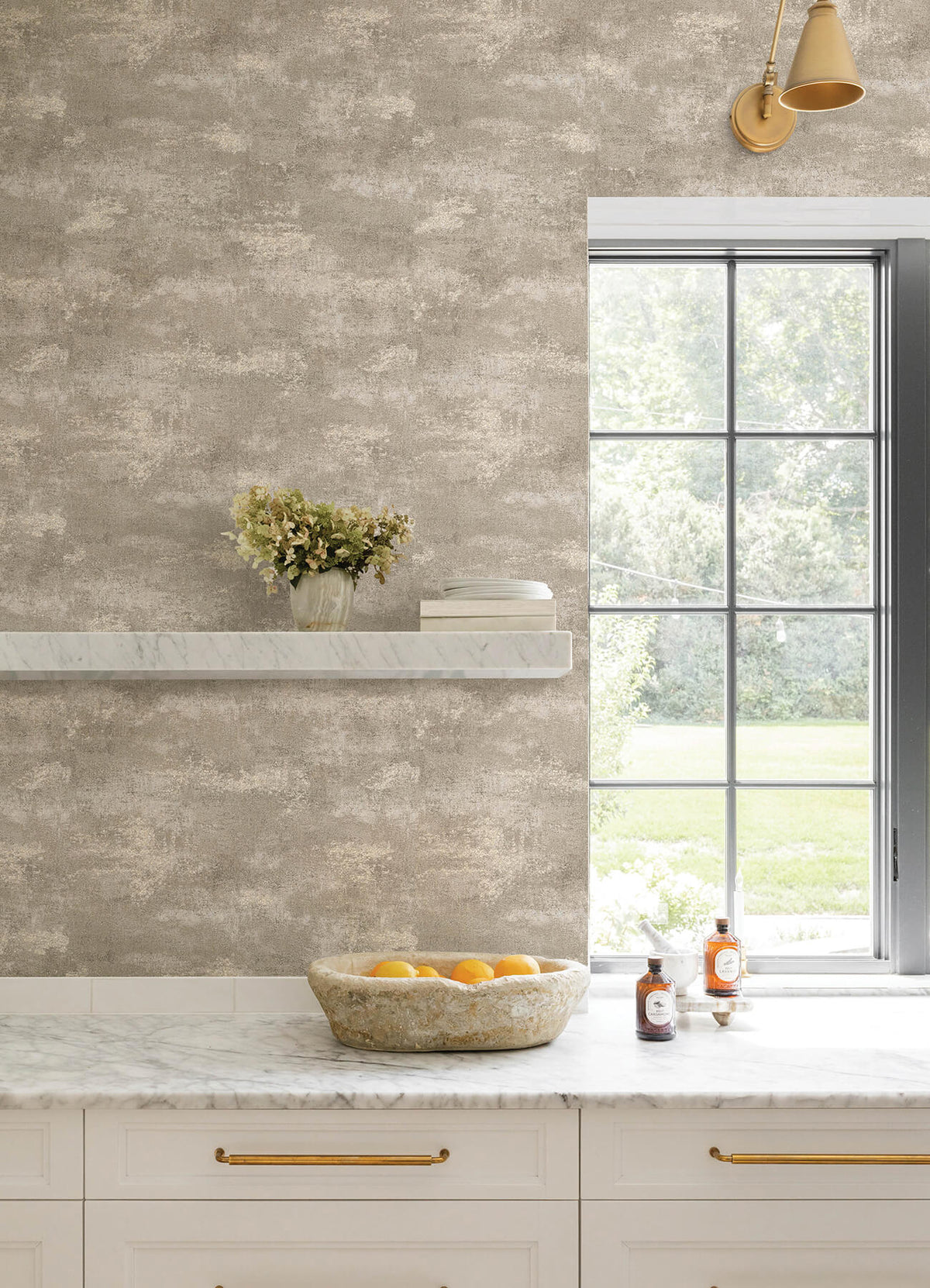 Advantage Kitchen & Bath Al Fresco Plaster Wallpaper Sample - Chocolate