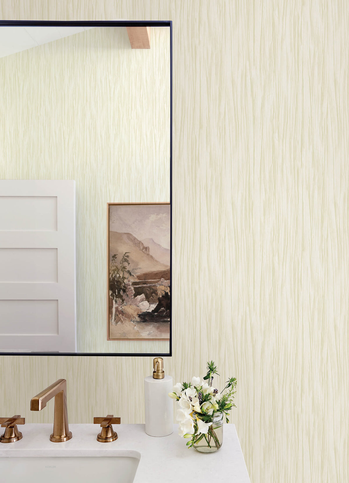 Advantage Kitchen & Bath Kahuna Waves Wallpaper Sample - Cream