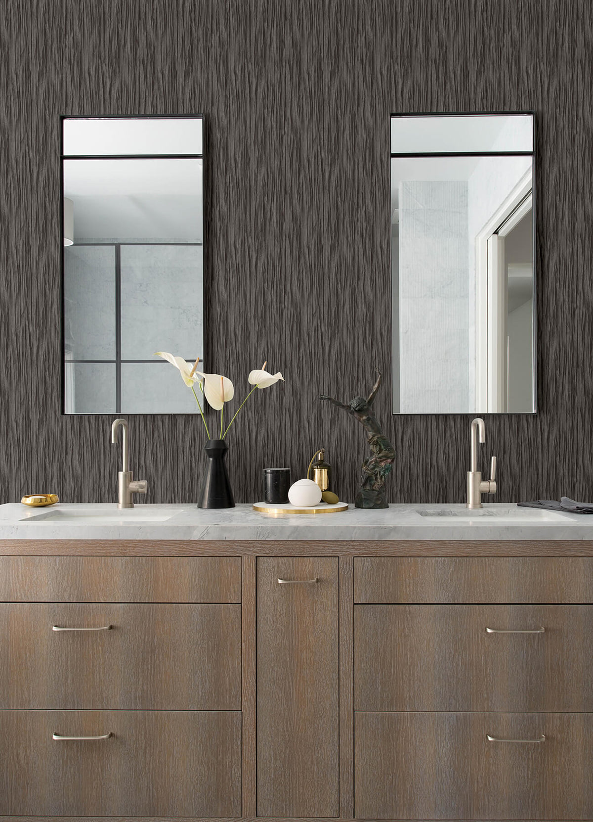 Advantage Kitchen & Bath Kahuna Waves Wallpaper - Pewter