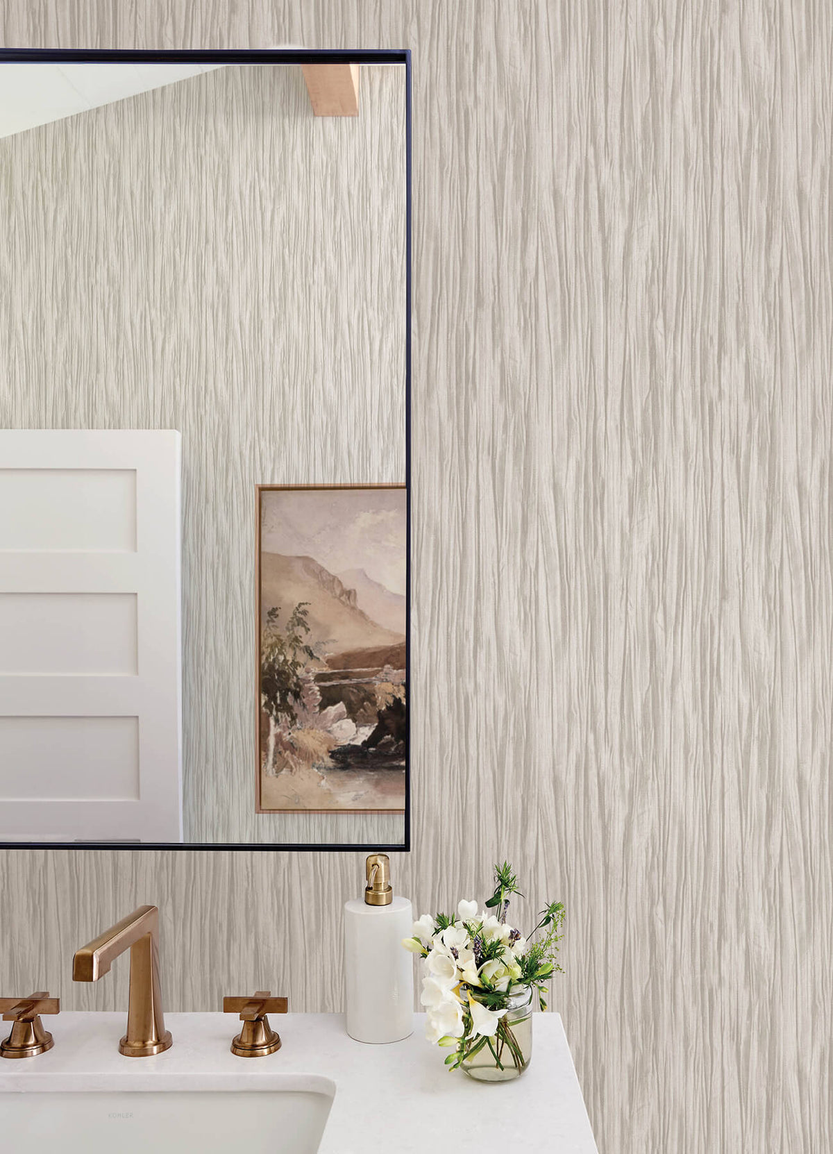 Advantage Kitchen & Bath Kahuna Waves Wallpaper - Neutral