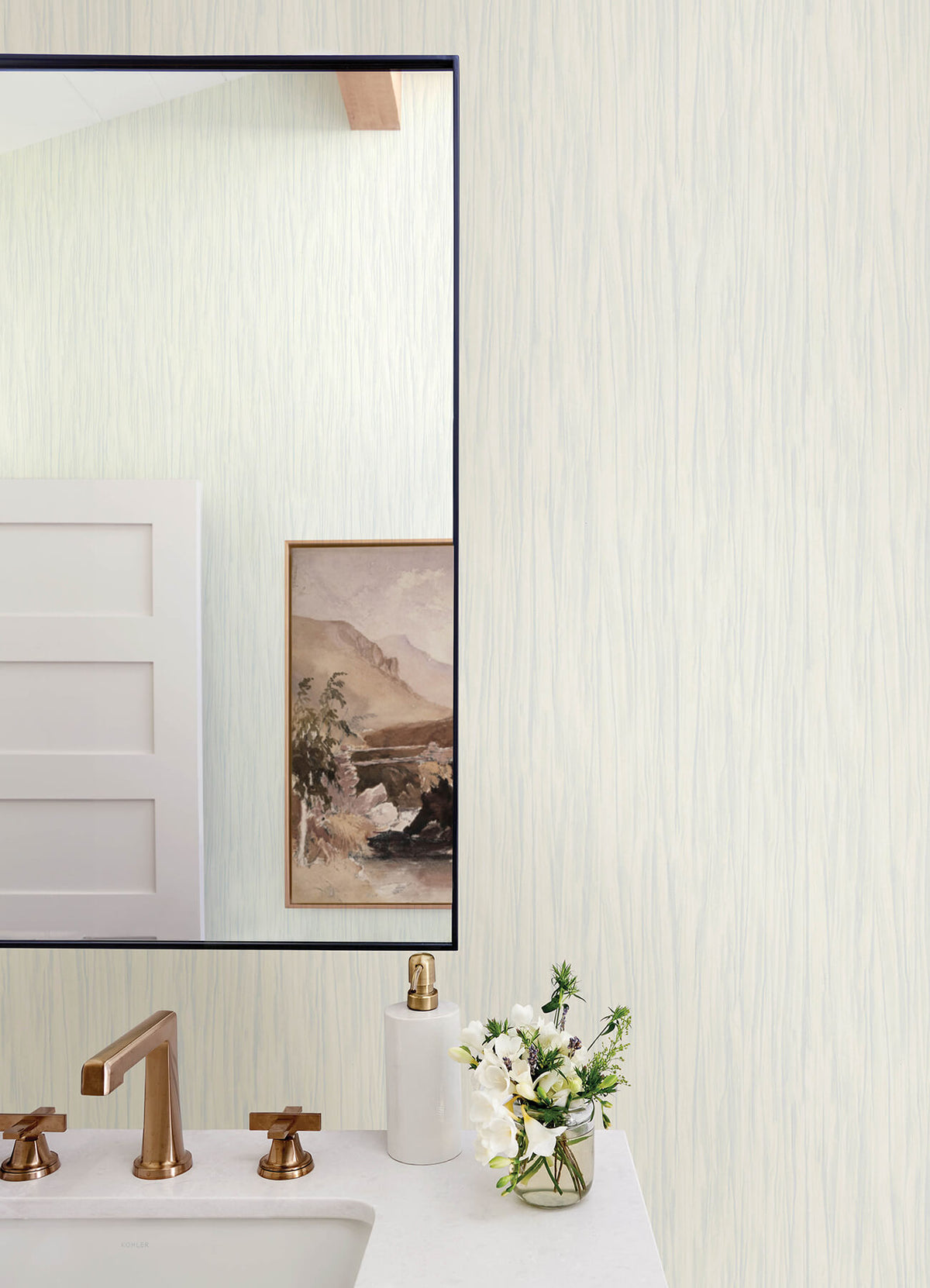 Advantage Kitchen & Bath Kahuna Waves Wallpaper Sample - Pearl
