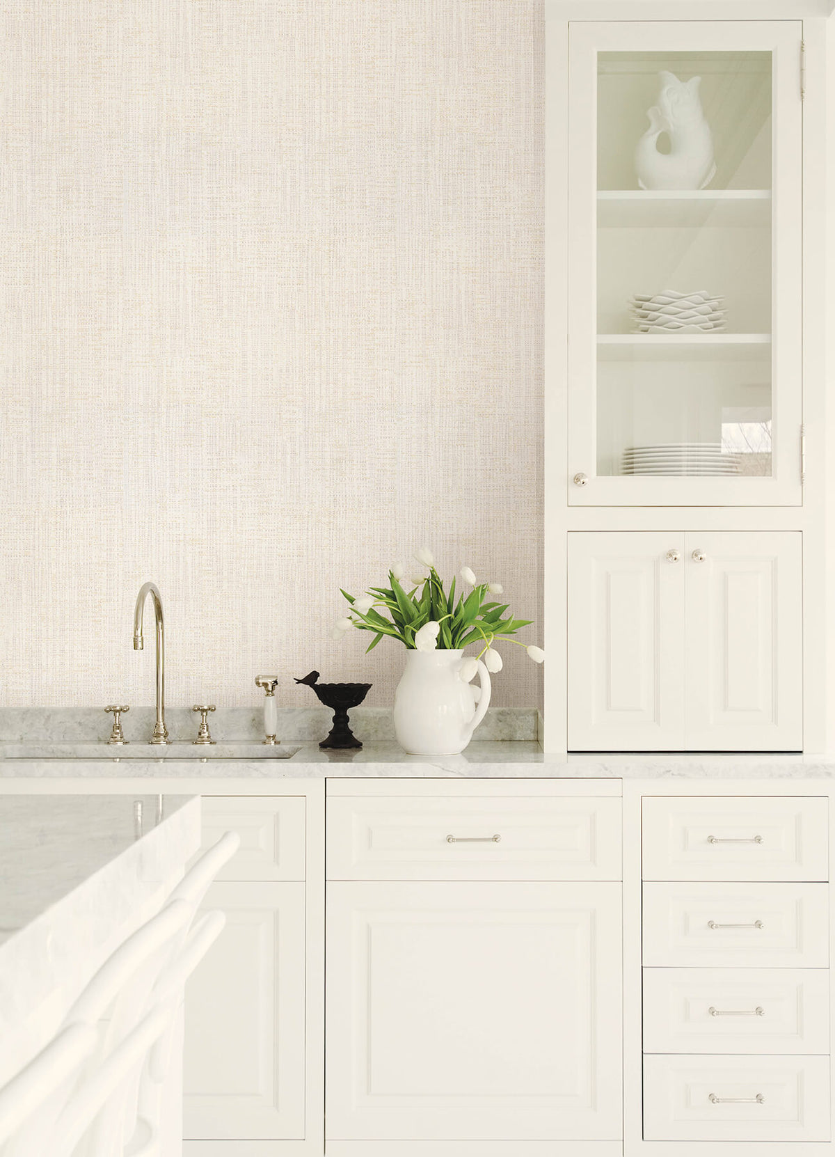 Advantage Kitchen & Bath Rattan Weave Wallpaper Sample - Ivory