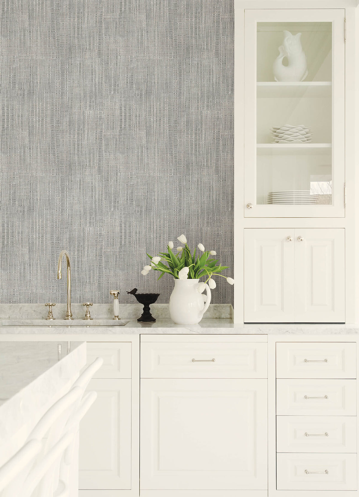 Advantage Kitchen & Bath Rattan Weave Wallpaper Sample - Silver
