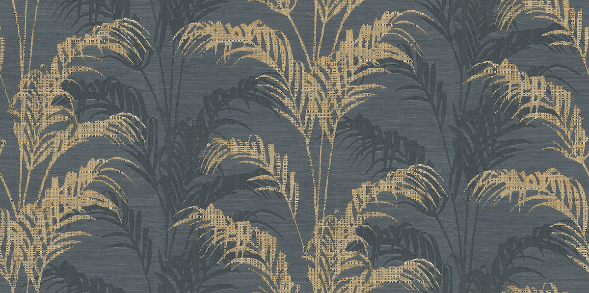 Advantage Kitchen & Bath Rattan Palm Wallpaper Sample - Charcoal