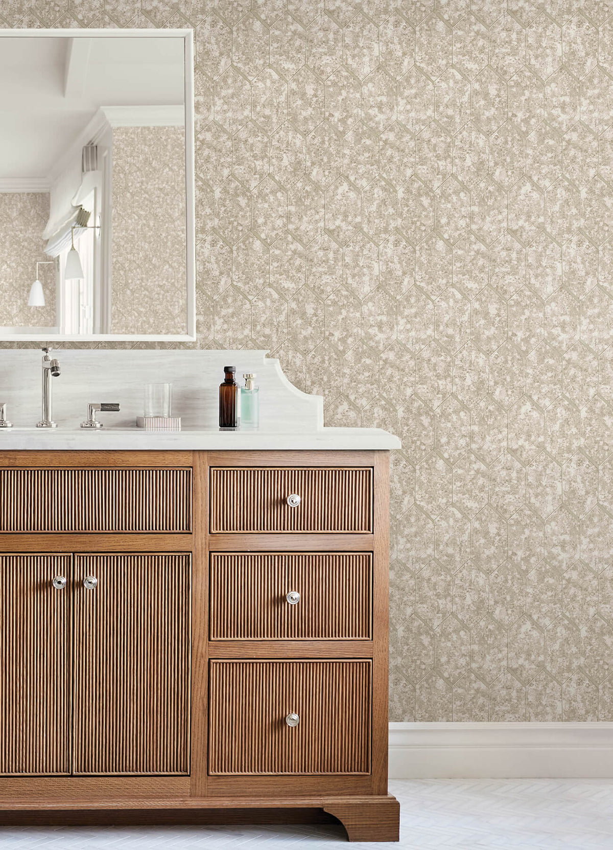 Advantage Kitchen & Bath Limestone Tile Wallpaper Sample - Beige