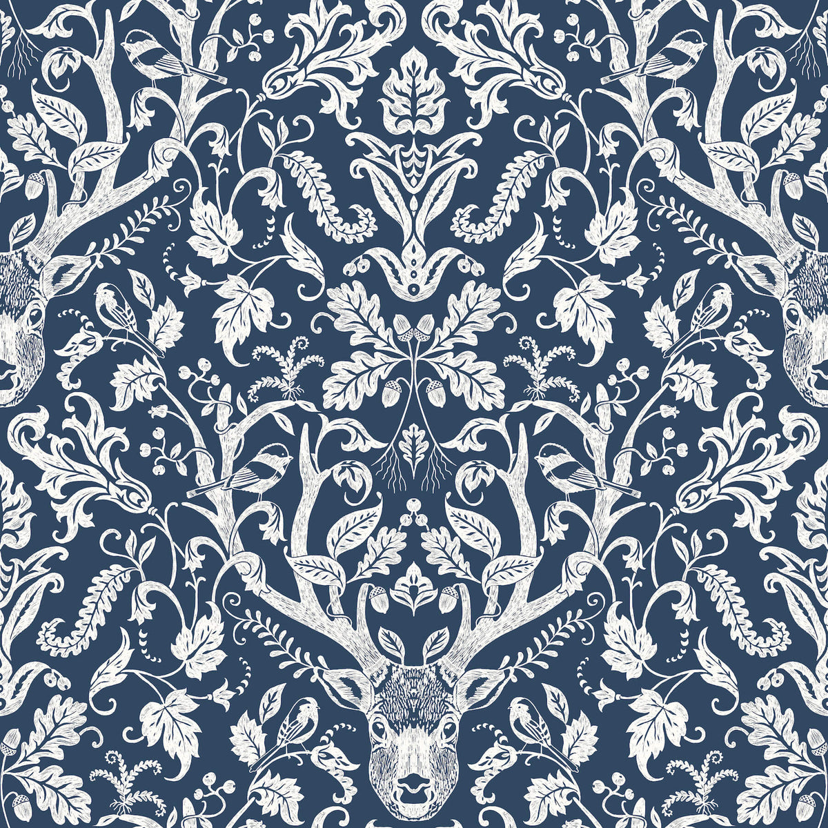 Chesapeake Oak & Moss Kiwassa Wallpaper - Navy