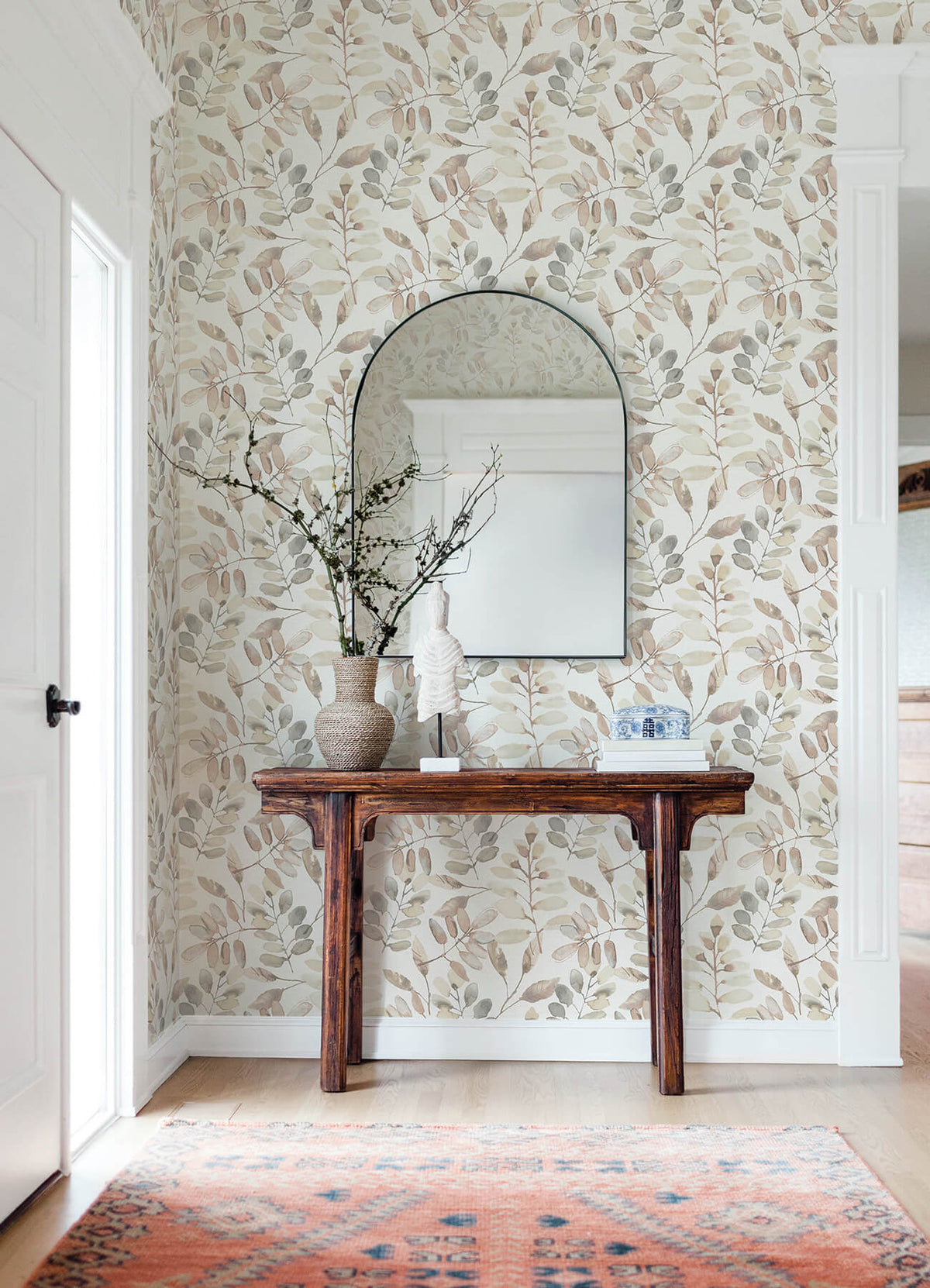 Chesapeake Oak & Moss Pinnate Wallpaper - Salmon