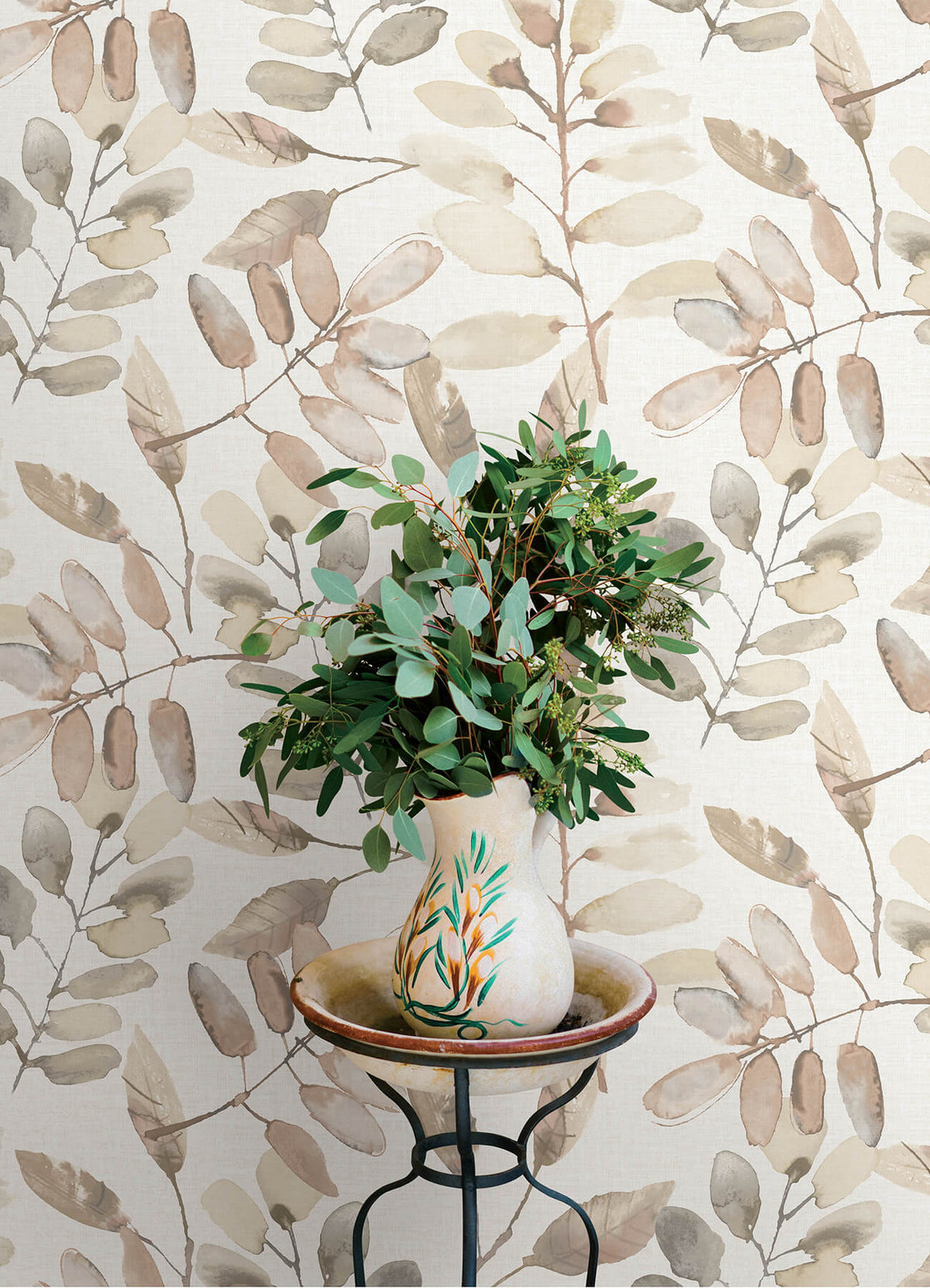 Chesapeake Oak & Moss Pinnate Wallpaper - Salmon