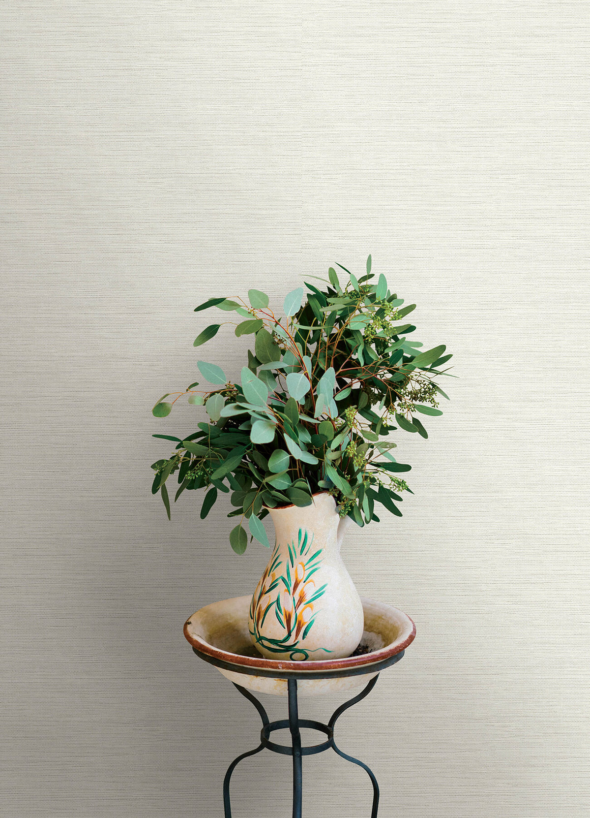 Chesapeake Oak & Moss Agave Faux Grasscloth Wallpaper Sample - Off White